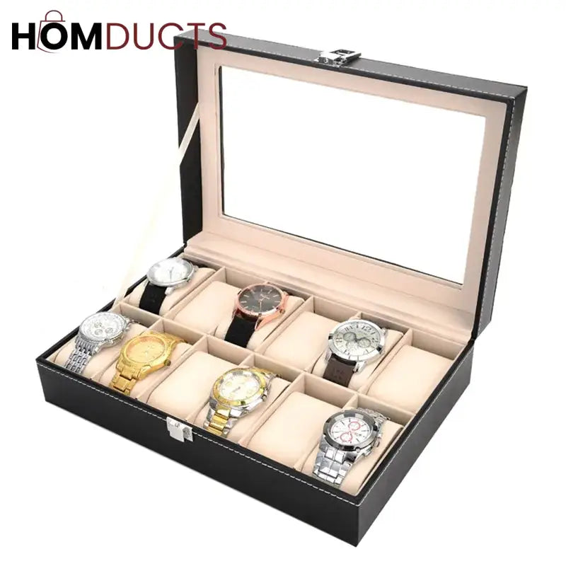 12 Slots Leather Watch Organizer