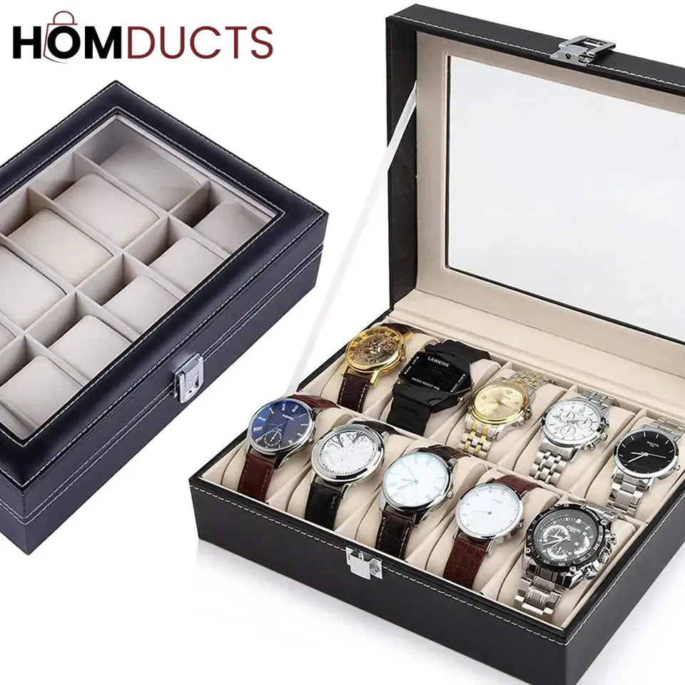 12 Slots Leather Watch Organizer