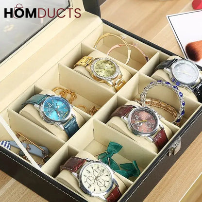 12 Slots Leather Watch Organizer
