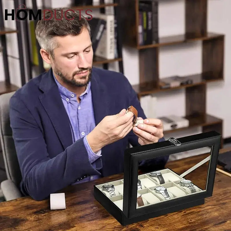 12 Slots Leather Watch Organizer