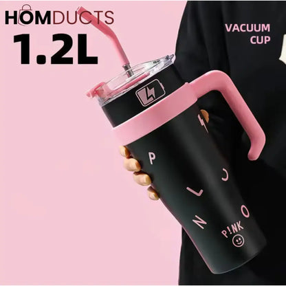1200ml Stainless Steel Insulated Tumbler with Steel Straw | Large Capacity Water Bottle for Travel