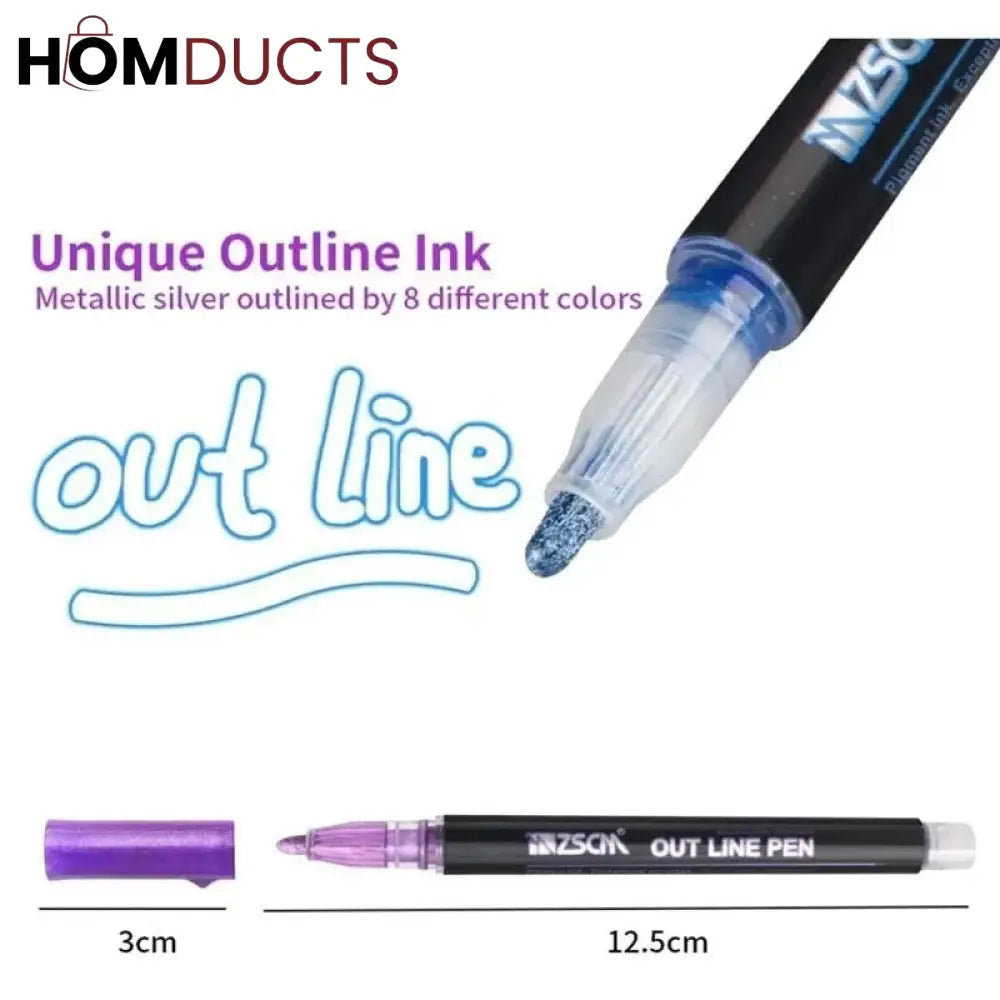 12pcs Double Line Outline Art Marker Highlighter