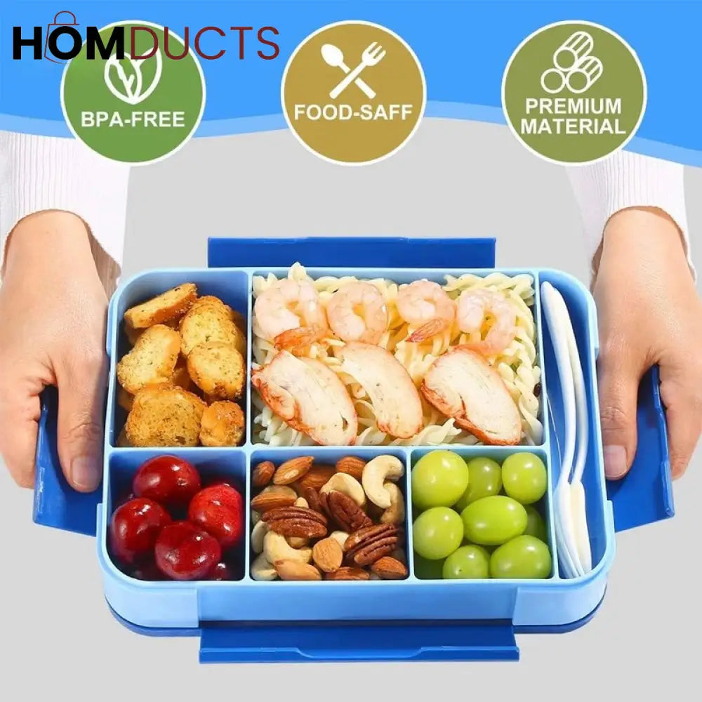 1300ML Portable Microwave Safe Lunch Box with Utensils & Sauce Container - Ideal for School & Office