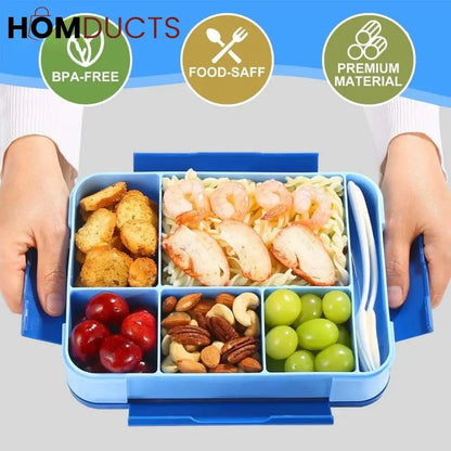 1300ML Portable Microwave Safe Lunch Box with Utensils & Sauce Container - Ideal for School & Office