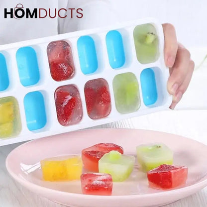 14 Grid Silicone Ice Cube Tray With lid