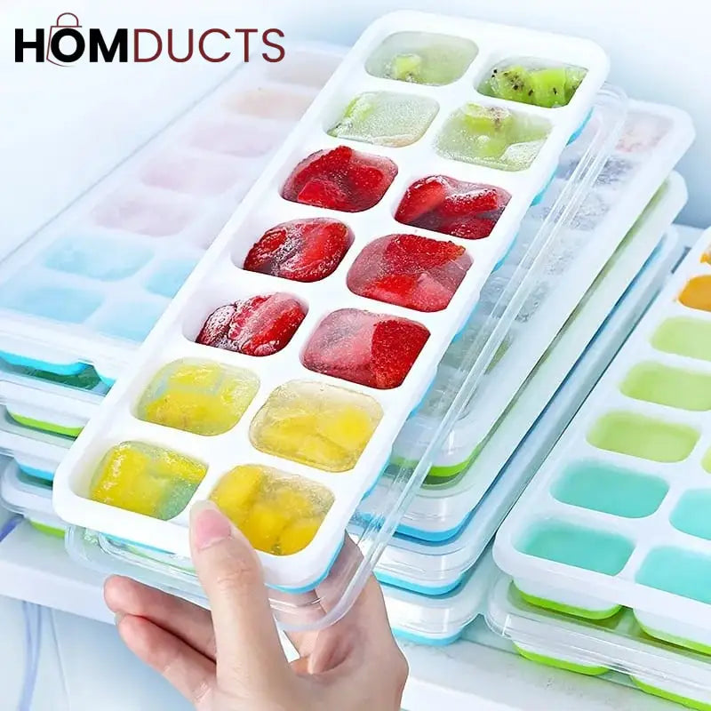 14 Grid Silicone Ice Cube Tray With lid