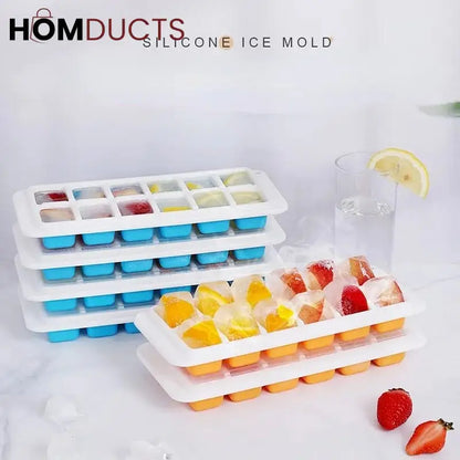 14 Grid Silicone Ice Cube Tray With lid