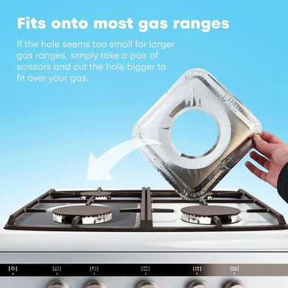 Pack of 10 - Disposable Aluminum Foil Round Gas Stove Burner Covers – Heat Resistant & Grease-Proof