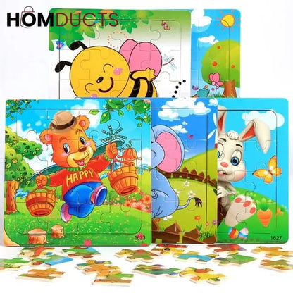 16pcs 3D Colorful Wooden Puzzle Set
