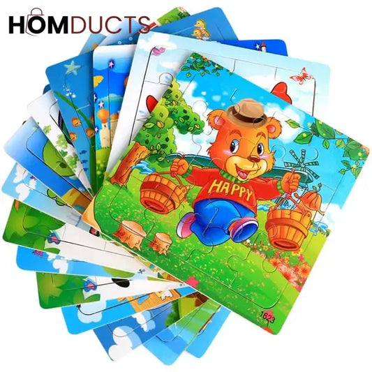 16pcs 3D Colorful Wooden Puzzle Set