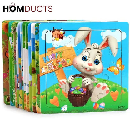 16pcs 3D Colorful Wooden Puzzle Set
