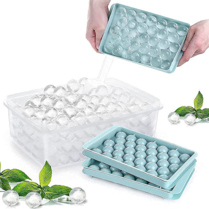 Plastic Ice Ball Round Ice Cube Tray with Lid – Leakproof & Easy Release