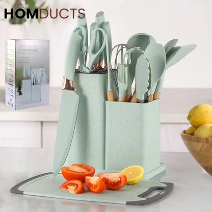 19Pcs Kitchen Utensils With Knife Set