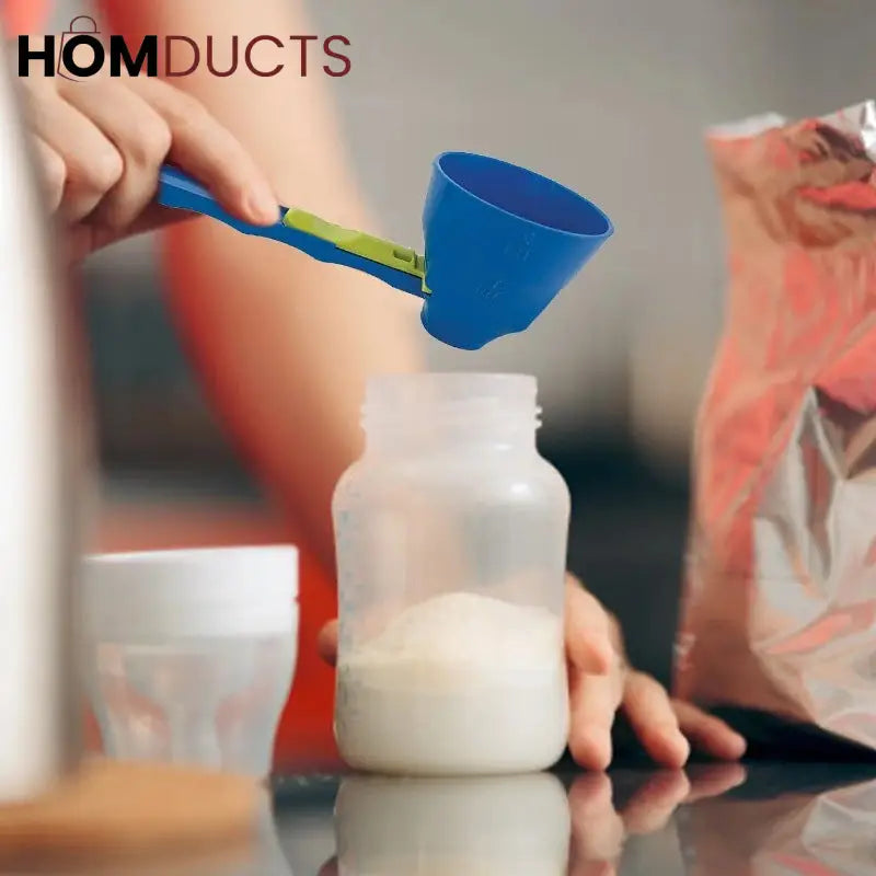 2-in-1 Measuring Spoon and Funnel – Multipurpose Kitchen Tool with Built-In Scale for Powder & Liquid Transfer