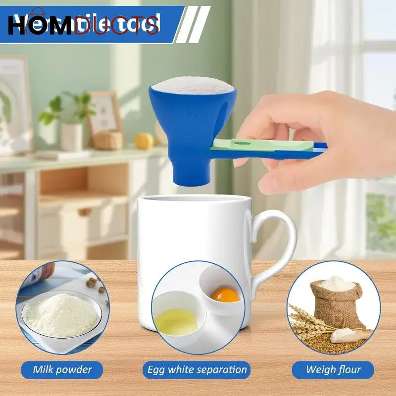 2-in-1 Measuring Spoon and Funnel – Multipurpose Kitchen Tool with Built-In Scale for Powder & Liquid Transfer
