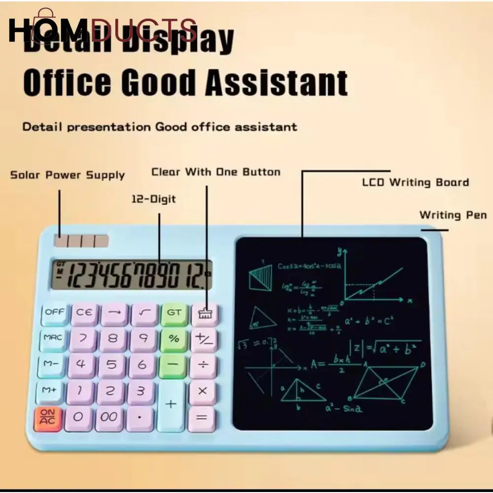 2-in-1 Pastel Calculator with LCD Writing Pad – Student Desk Essential