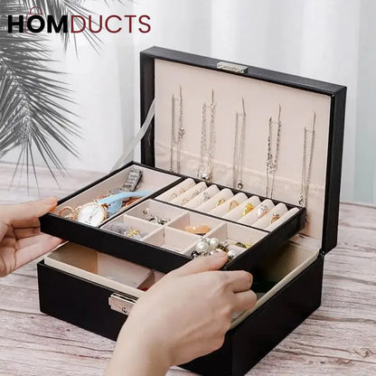 2 Layer Leather Jewelery Organizer
