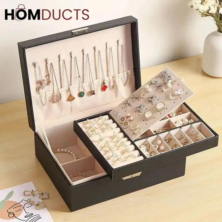 2 Layer Leather Jewelery Organizer