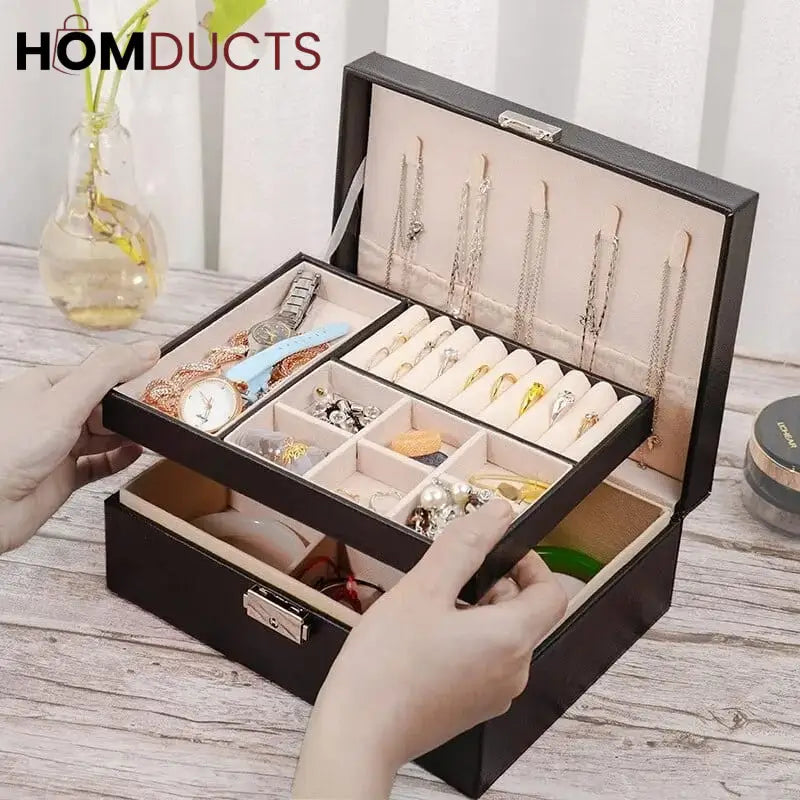 2 Layer Leather Jewelery Organizer