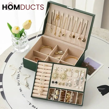 2 Layer Leather Jewelery Organizer