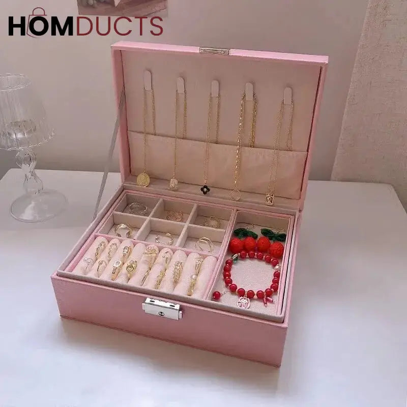 2 Layer Leather Jewelery Organizer