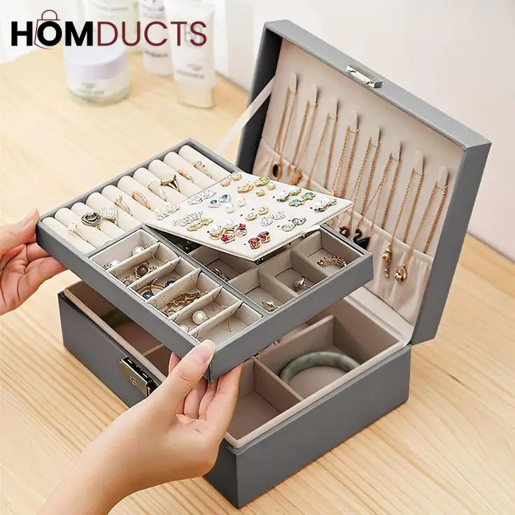 2 Layer Leather Jewelery Organizer