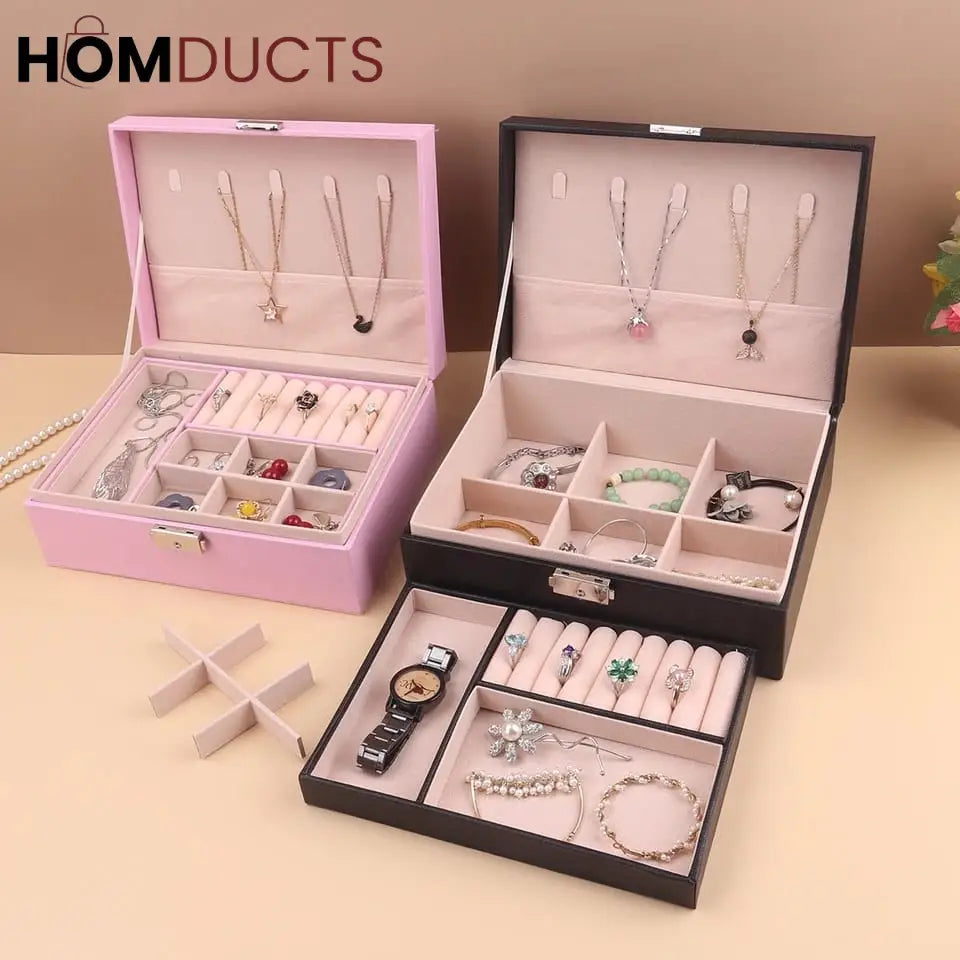 2 Layer Leather Jewelery Organizer