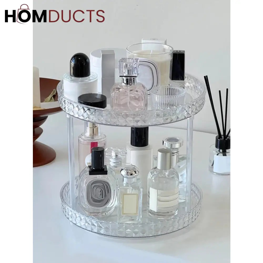 2 Layer Rotating Desktop Cosmetic Organizer