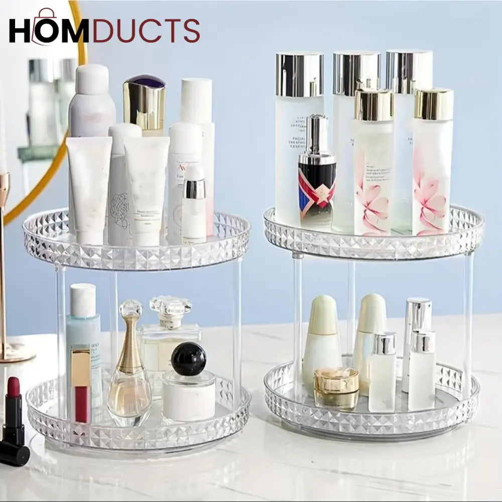 2 Layer Rotating Desktop Cosmetic Organizer