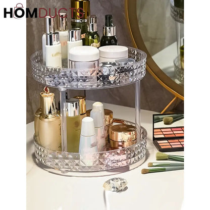 2 Layer Rotating Desktop Cosmetic Organizer