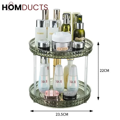 2 Layer Rotating Desktop Cosmetic Organizer