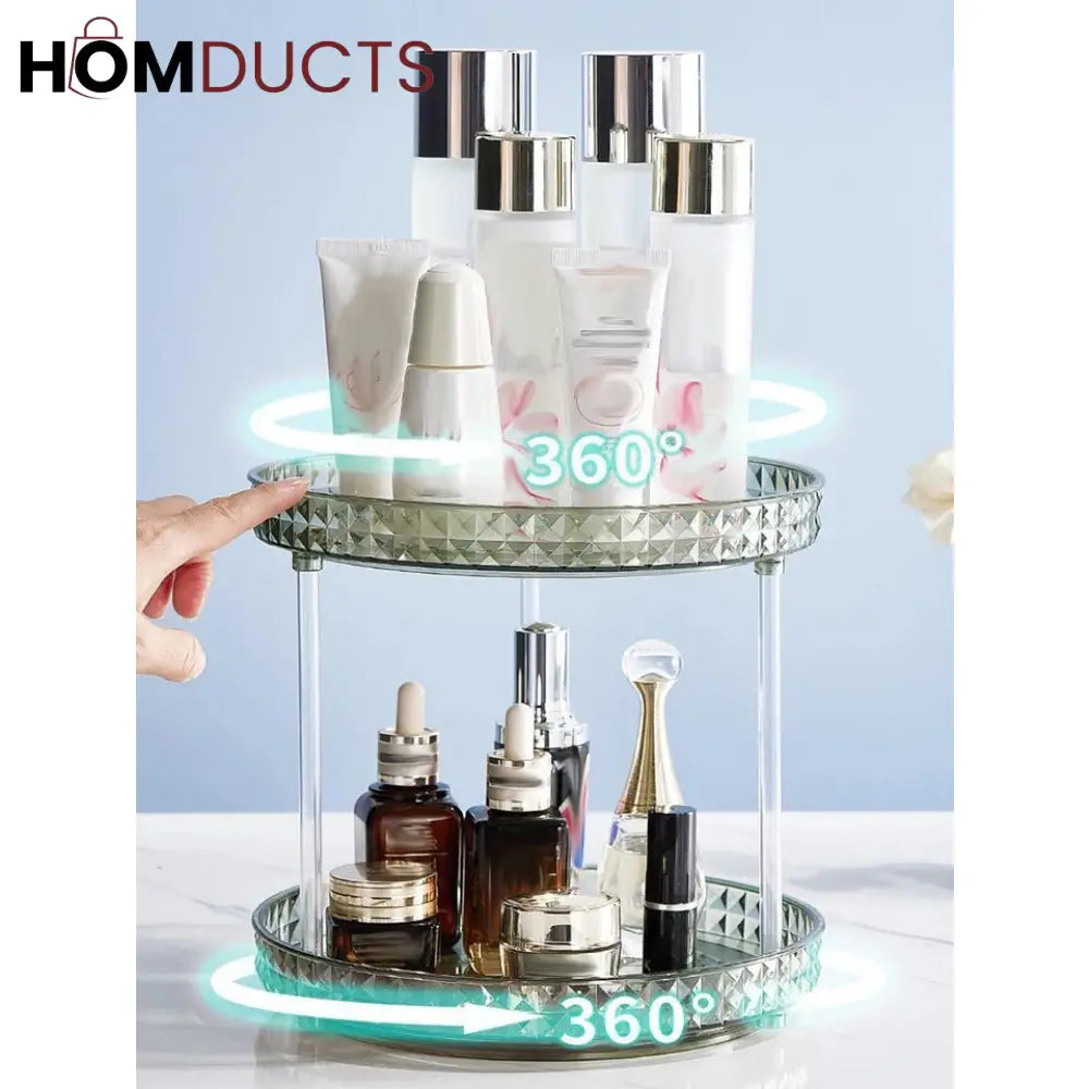 2 Layer Rotating Desktop Cosmetic Organizer