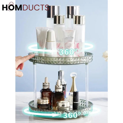 2 Layer Rotating Desktop Cosmetic Organizer
