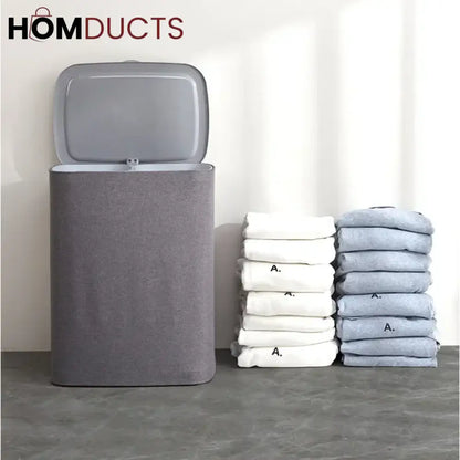 2 Portions Laundry Basket With Lid (Premium Quality)