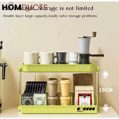 2-Tier Desktop Coffee Mug & Cup Storage Shelf - Multifunctional Organizer for Home & Office