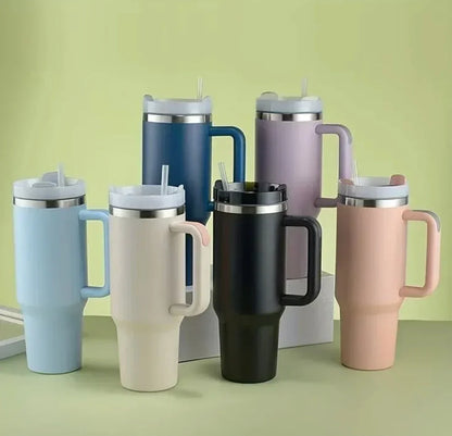 1200 ml Large Capacity Tumbler with Handle & Straw – Leak-Proof Water Bottle