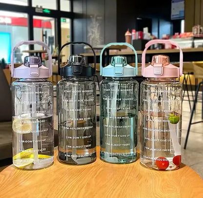 2L Portable Travel Water Bottle with Straw – Large Capacity Leakproof Sports & Gym Flask