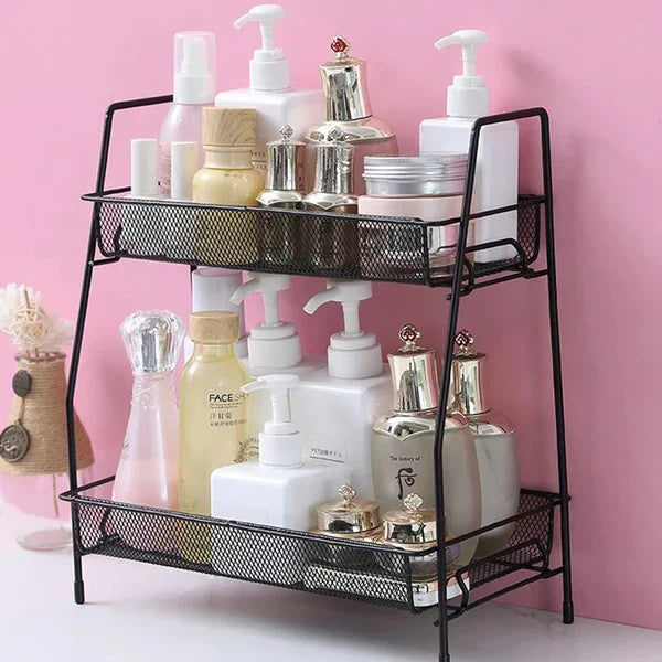 2-Layer Metal Stand Kitchen Storage Rack – Multipurpose Organizer for Kitchen & Bathroom in Pakistan