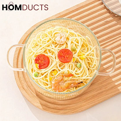1600ml Borosilicate Glass Saucepan with Lid & Dual Handles - High Temperature Resistant Cooking Pot