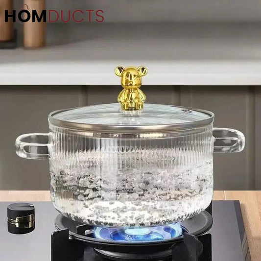 1600ml Borosilicate Glass Saucepan with Lid & Dual Handles - High Temperature Resistant Cooking Pot