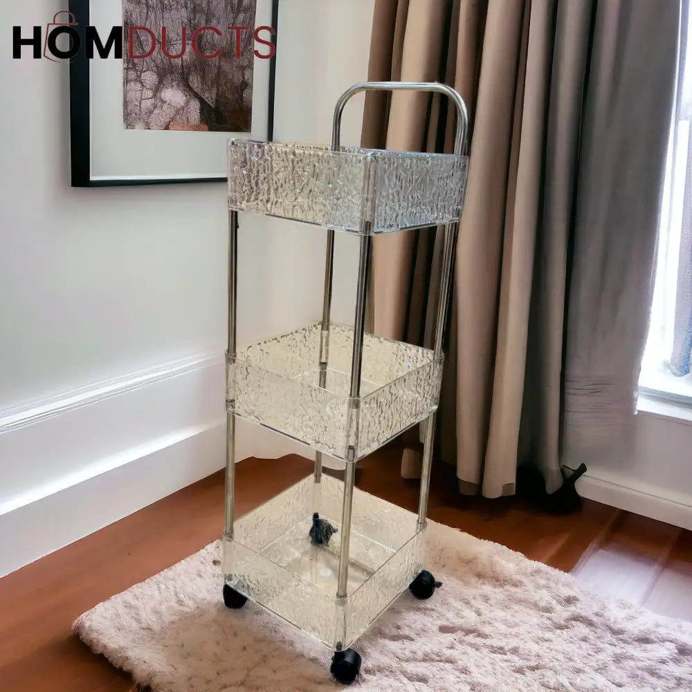 3/4-Tier Rolling Storage Cart - Transparent Acrylic Organizer