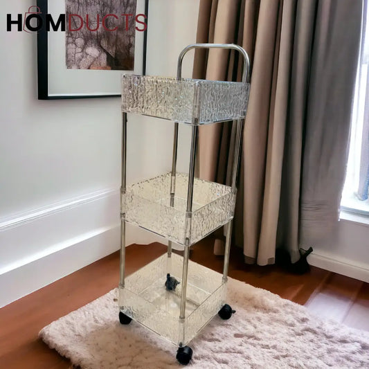 3/4-Tier Rolling Storage Cart - Transparent Acrylic Organizer