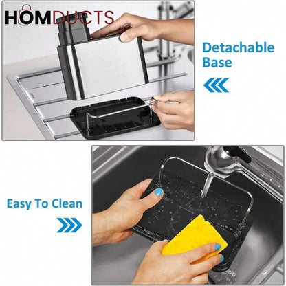 3 in 1 Kitchen Stainless Steel liquid Soap Dispenser With Sponge Organizer