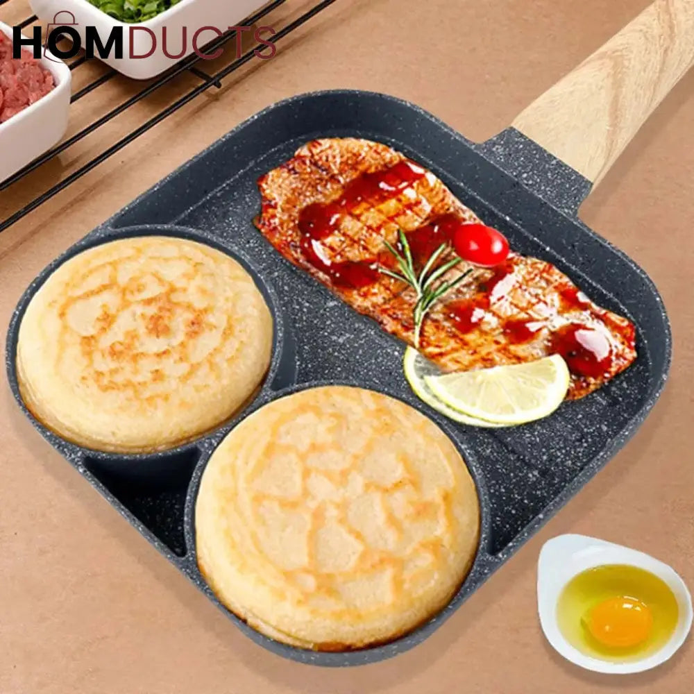 3 in 1 Marble Coated Frying Pan With Grill