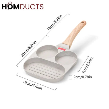 3 in 1 Marble Coated Frying Pan With Grill