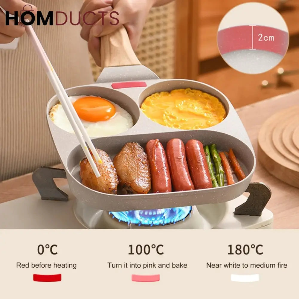 3 in 1 Marble Coated Frying Pan With Grill
