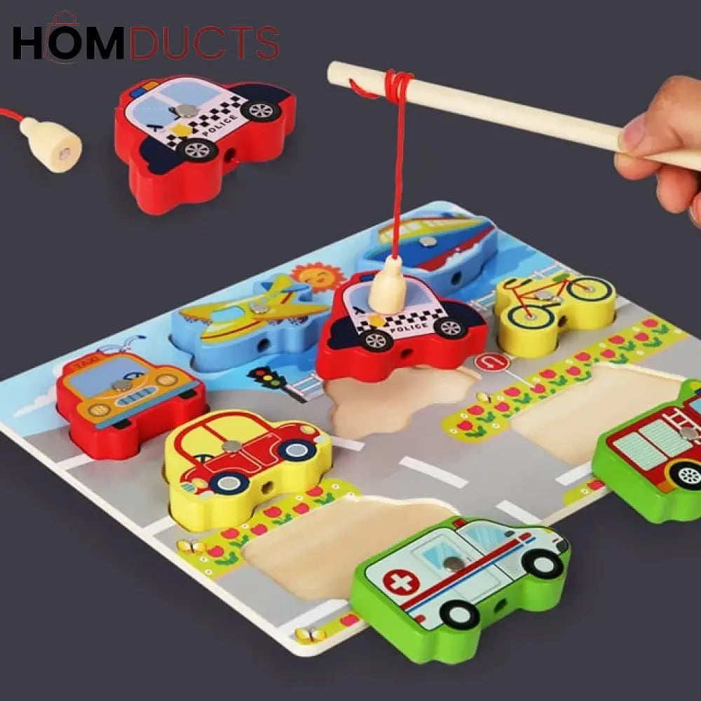 3 in 1 wooden multi shape magnet matching board