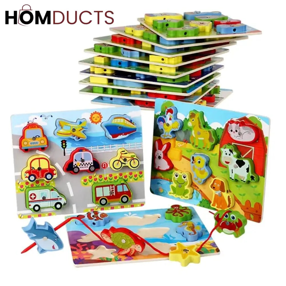 3 in 1 wooden multi shape magnet matching board