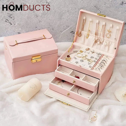 3 Layer Leather Jewellery Organizer