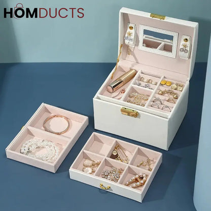 3 Layer Leather Jewellery Organizer